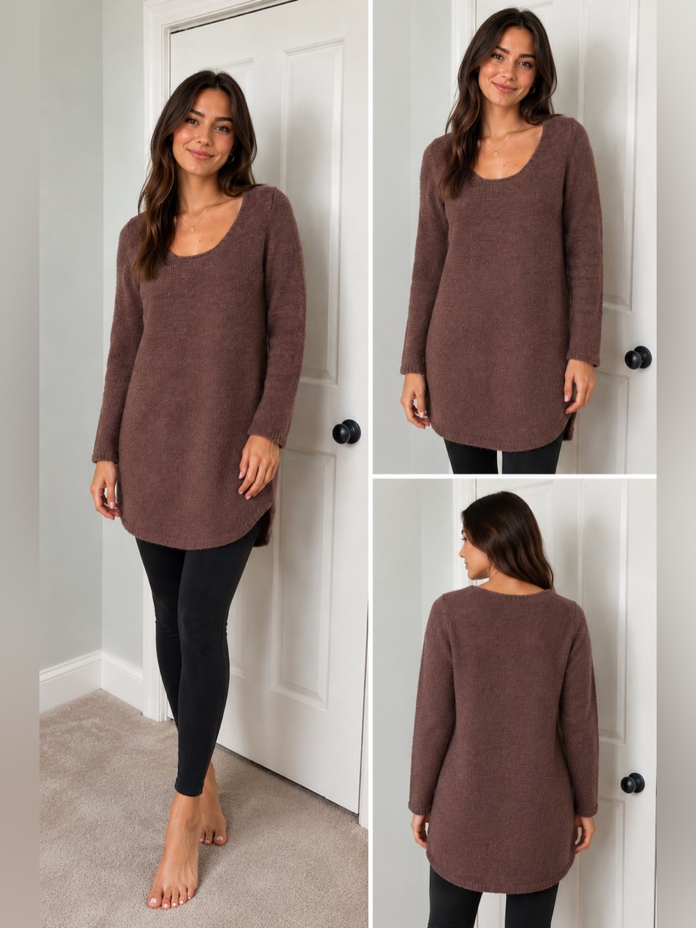Soft Surroundings Mauve Knit Tunic Sweater Women’s Medium Alpaca Wool Blend